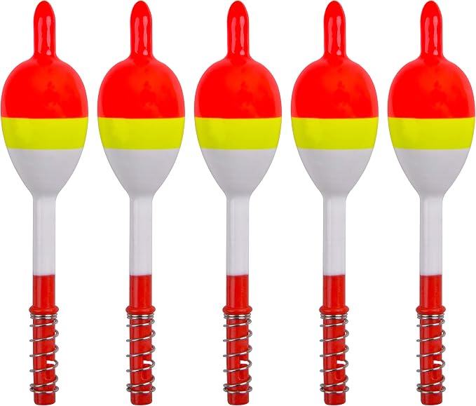 SILANON Wood Slip Bobbers Fishing Floats and Bobbers Spring Oval Stick Slip Floats for Crappie Catfish Trout Panfish Walleyes Fishing 5/10pcs