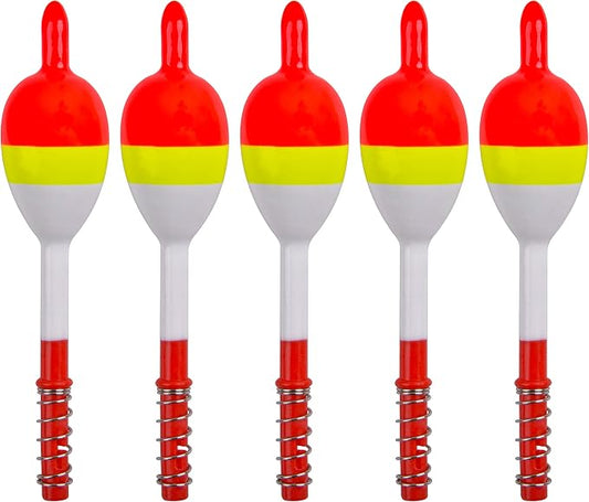 SILANON Wood Slip Bobbers Fishing Floats and Bobbers Spring Oval Stick Slip Floats for Crappie Catfish Trout Panfish Walleyes Fishing 5/10pcs