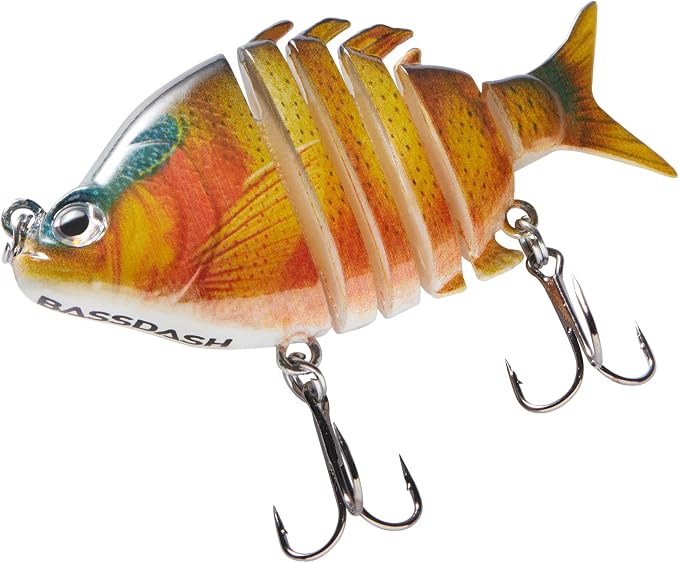 Bassdash SwimPanfish 0.34oz Hard Swimbaits Multi Jointed Topwater Trout Bass Fishing Crank Lure for Freshwater and Saltwater
