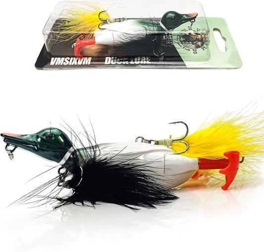 Topwater Duck Fishing Lures, Realistic Baby Duckling Baits Floating Artificial Hard Swimbaits for Bass Pike Musky Catfish Freshwater Saltwater Fishing