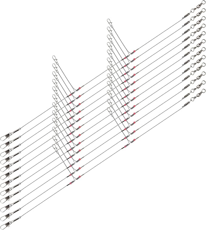 Fishing Leader Saltwater Freshwater,Stainless Steel Fish Rig with Swivel Snap Beads Connector Lure Bait and Hooks Fish Trace Lure Steel Wire Fishing Tackle Kit