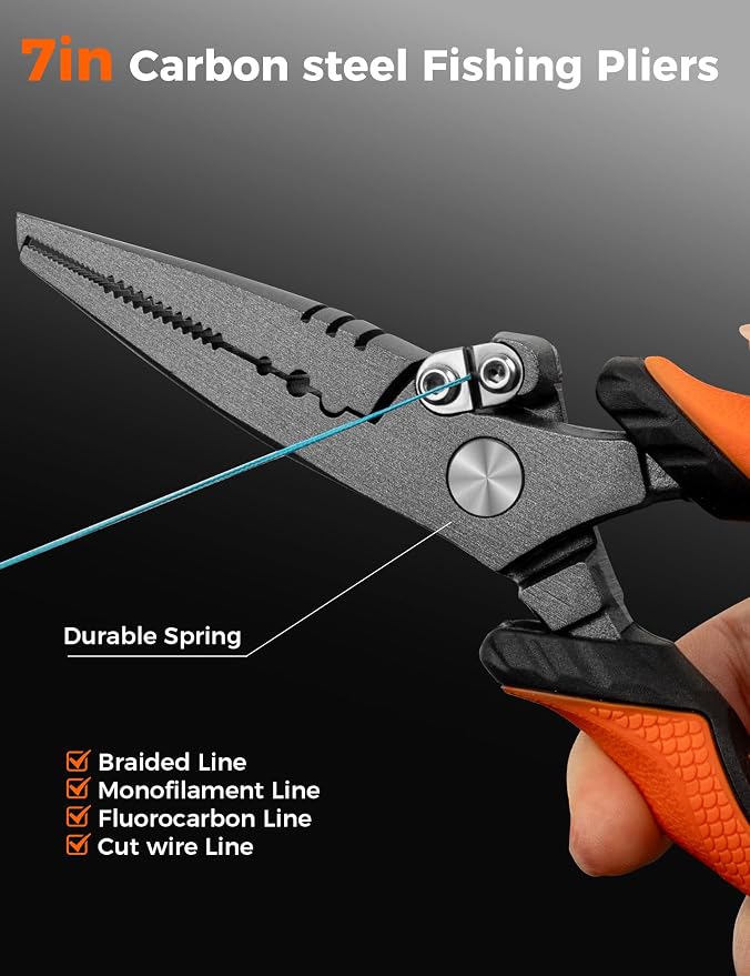 Fishing Pliers,Carbon Steel with Corrosion Resistant Coated Fishing Tools,Multitool for Saltwater