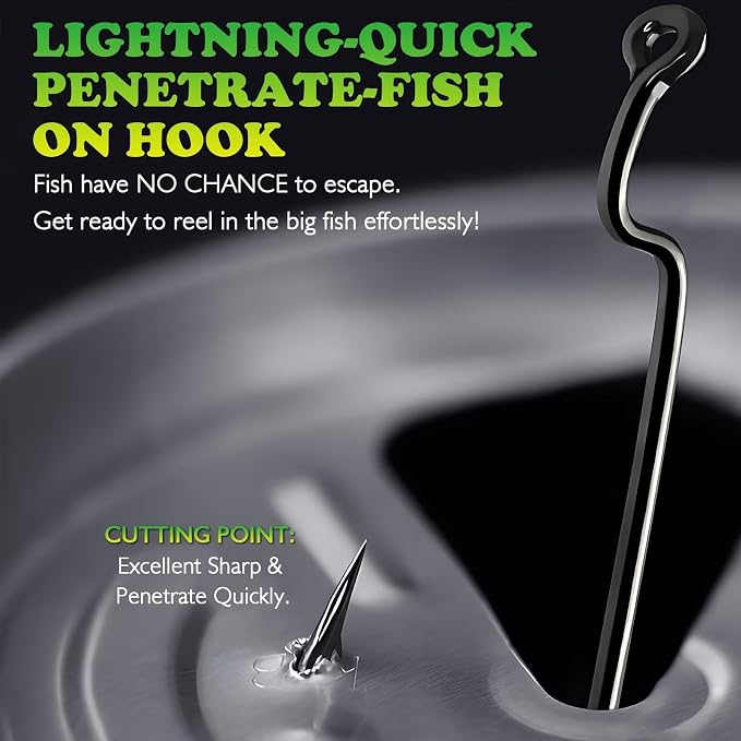 LUCKYFISHING EWG Hooks Worm Hooks for Bass Fishing 50PCS Offset Texas Rig for Freshwater Saltwater Size 1 1/0 2/0 3/0 4/0 5/0
