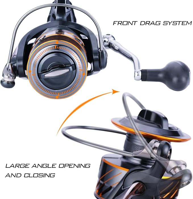 Sougayilang Carp Fishing Reel，5+1 Shielded Stainless Steel BB-Carbon Fiber Drag Carp Reels, for Saltwater or Freshwater Spinning Reels, Fishing Reels