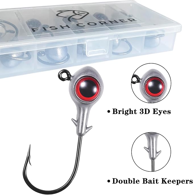 Fishing Jig Head Oversized 3D Eyes Jigheads Swimbait Jig Heads for Fishing Saltwater Freshwater Bass Trout Walleye Redfish Striper 1/8oz 3/16oz 1/4oz 3/8oz