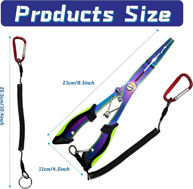 Fishing Pliers Kit with Lanyard - Needle Nose Pliers, Hook Remover & Line Cutter - Multitool for Saltwater Freshwater Fly Fishing, Ice Fishing - Fishing Gear Gift for Men