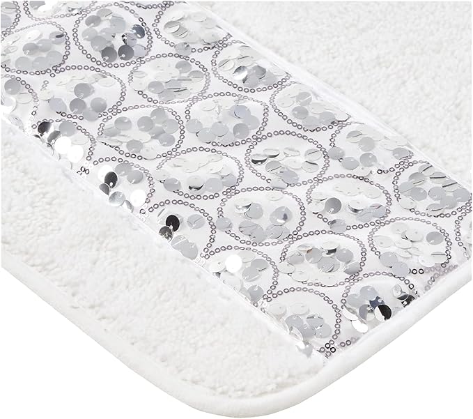 Zahari Home Sinatra Modern Bathroom Rug Classic Luxury Bath Rug Contemporary Decor Stylish Bath Mat for Shower Unique Design White Bathroom Rug Bath Shower Tub Decor Bling