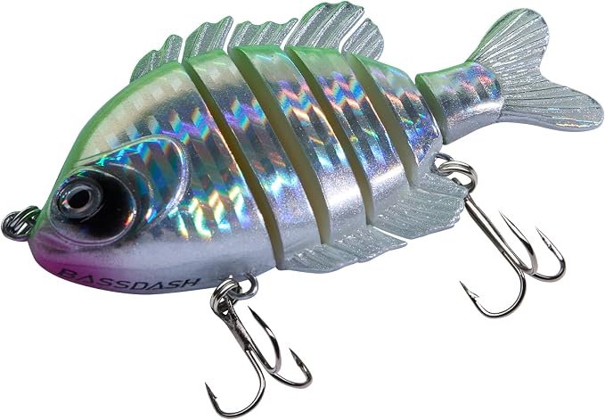 BASSDASH SwimPanfish Multi Jointed Panfish Bluegill Swimbaits Hard Topwater Bass Lures Fishing Lure Crank Saltwater 3.5in/0.85oz