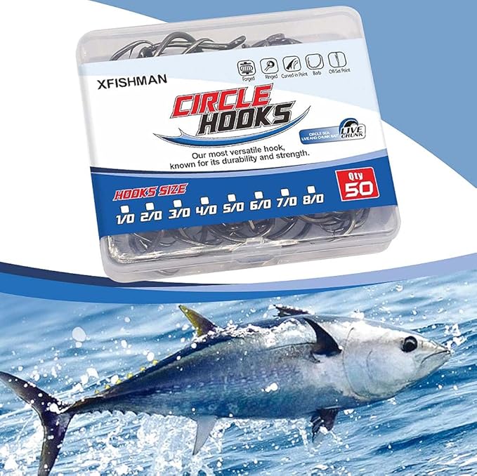 XFISHMAN Circle-Hooks-Fishing-Equipment-Octopus-Hooks-Saltwater-50 Pack #1 –12/0