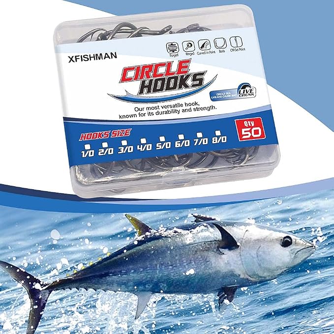 XFISHMAN Circle-Hooks-Fishing-Equipment-Octopus-Hooks-Saltwater-50 Pack #1 –12/0