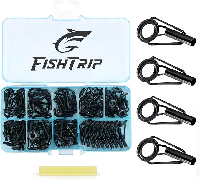 FishTrip Rod Tip Repair Kit, 20/60/70/90/230pcs Fishing Rod Tips Replacement Kit Stainless Steel Ceramic Guides Ring Fishing Pole Eyelets Repair Kit
