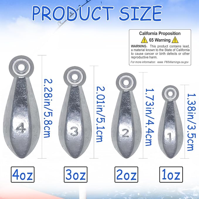 Fishing Weights Sinkers Bullet Fishing Weights Sinkers Ocean Saltwater Surf Fishing Gear Fishing Assortment 1oz 2oz 3oz 4oz
