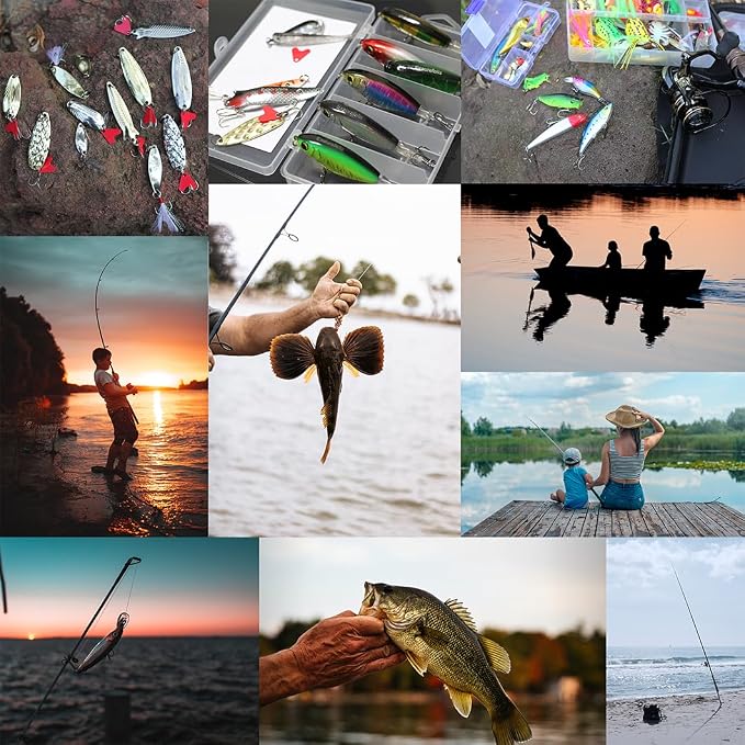 EXAURAFELIS Topwater Buzz Lure, Floating Rotating Tail Fishing Lure, Surface Noisy Hard Bait, Artificial Segmented Bait for Bass, Pike, Trout, Freshwater Saltwater Angling Tackle