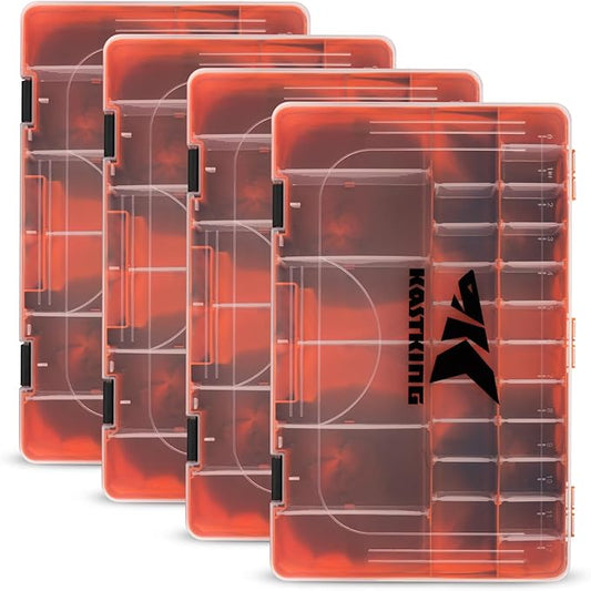 KastKing Tackle Boxes, Plastic Box, Plastic Storage Organizer Box with Removable Dividers - Fishing Tackle Storage - Box Organizer - 2 Packs /4 Packs Tackle Trays - Parts Box