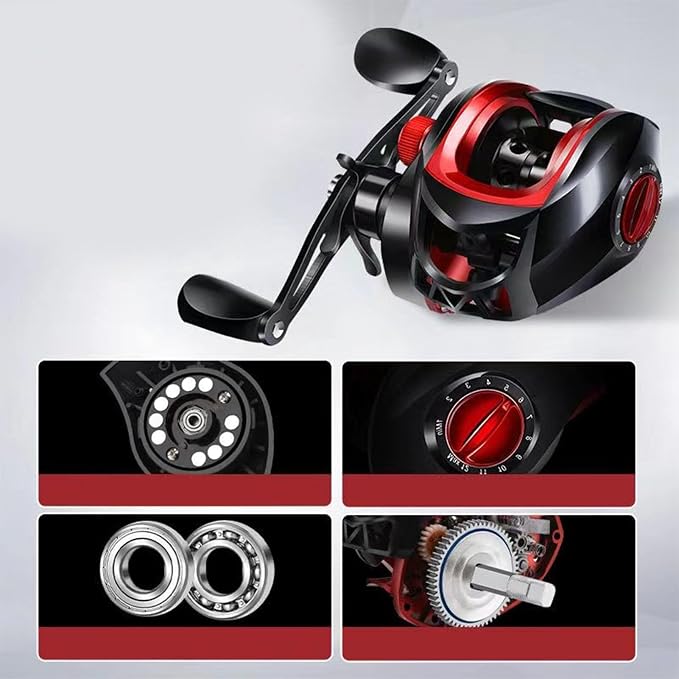 Baitcasting Reel, 7.2:1 Metal Powerful Lightweight Baitcaster Fishing Reel, for Saltwater Freshwater (Left Hand)