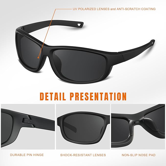 Polarized Sunglasses for Men and Women - Running Glasses UV Protection for Fishing Running Cycling Driving