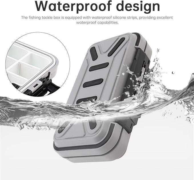 Fishing Tackle Storage Box, Double Sided Waterproof 16 Compartments, Tackle Storage Organizer Box, Fishing Lure Box Storage Containers (Gray)