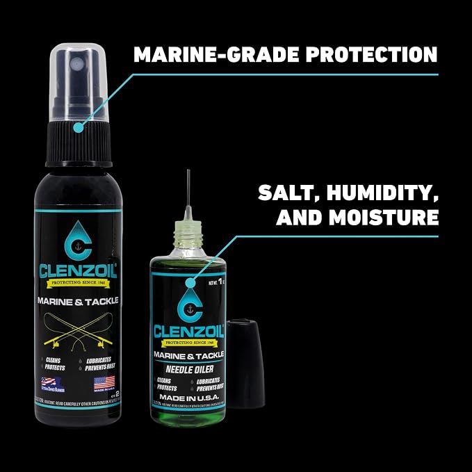 CLENZOIL Marine & Tackle - Fishing Gear Oil Lubricant - for Fish Care Reels, Boat Motors, Downriggers & More - Easily Oils Applicator