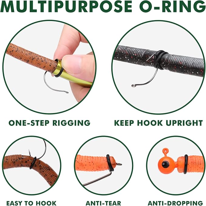 TRUSCEND Gradient Fishing Wacky Rig Tool with Silicone O Rings 210Pcs for 3"-4" and 5"-7" Fishing Worm Lures, Ultra-Smooth Downriggers Tube for Easy Installation and Great Protection of Stick Bait N1
