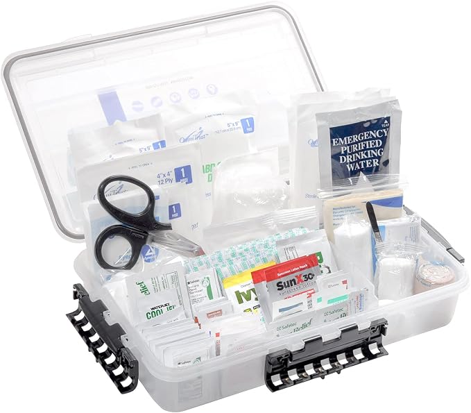 MFASCO Marine Emergency First Aid Kit - Waterproof Plano Case, Keeps Supplies Clean & Dry, Includes First Aid & Outdoor Protection, Great for Boats & Personal Watercraft - 14x9x3 in, 3 lbs, 326 Pcs