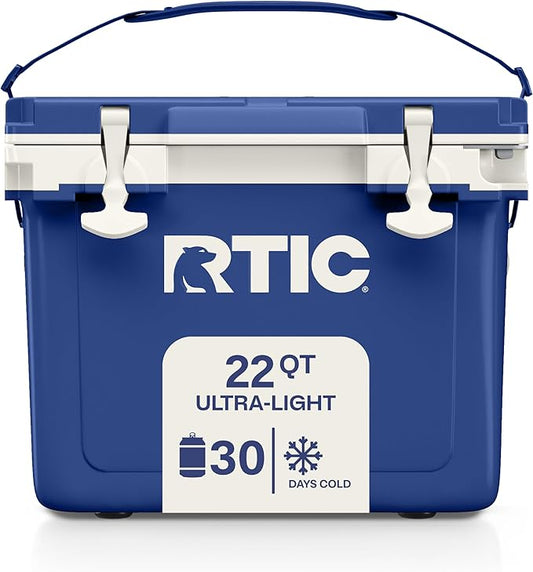 RTIC Ultra-Light Hard Cooler Insulated Portable Ice Chest Box for Drink, Beverage, Beach, Camping, Picnic, Fishing, Boat, Barbecue, 30% Lighter Than Rotomolded Coolers