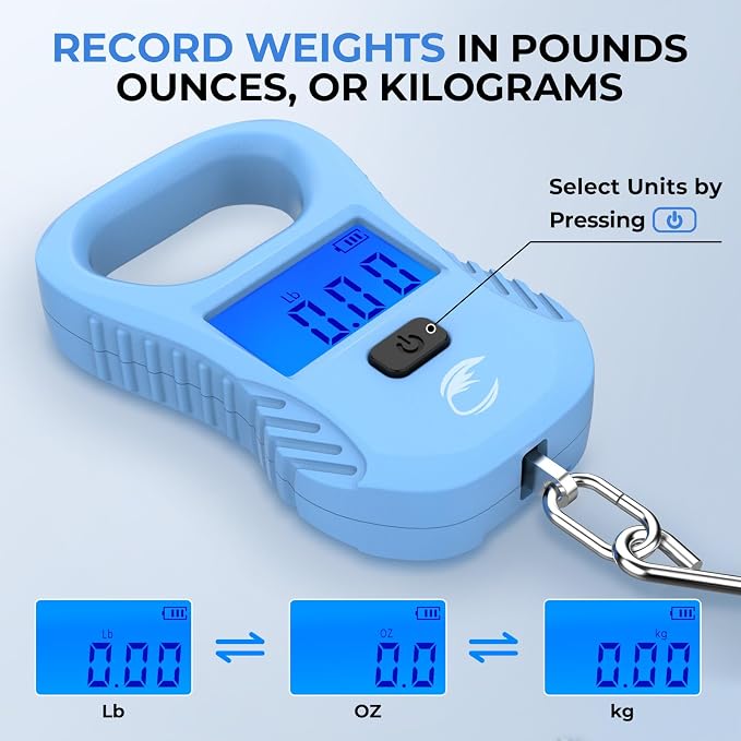 Calamus Lightweight 2pc Fishing Tool Kit – Fish Scale & Lip Gripper, Rechargeable Digital Scale with USB Cable, Lip Gripper with Soft Retractable and Detachable Measuring Tape, Fishing Gifts for Men