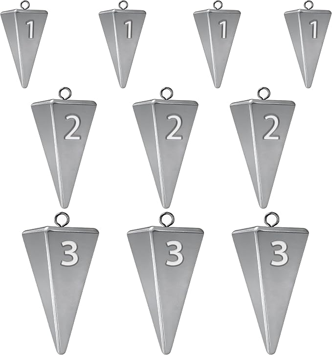 Pyramid Sinkers Fishing Weights, Saltwater Fishing Sinkers for Surf Fishing Gear Tackle - 1oz, 2oz, 3oz