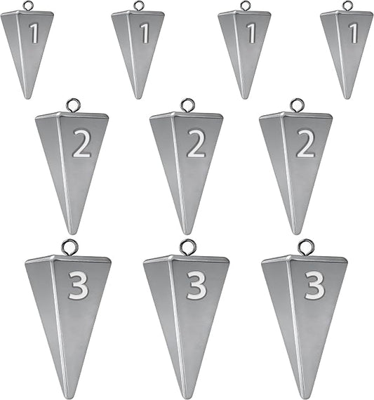 Pyramid Sinkers Fishing Weights, Saltwater Fishing Sinkers for Surf Fishing Gear Tackle - 1oz, 2oz, 3oz