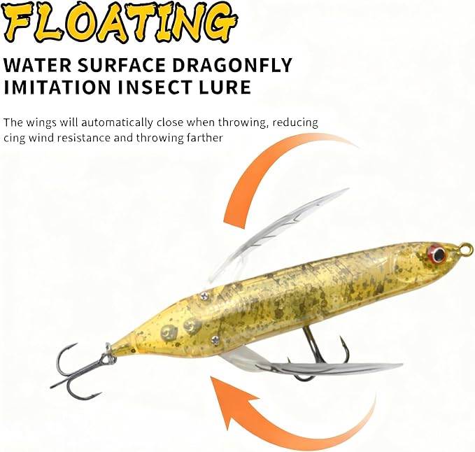 opwater Crawler Walks On Water Dragonfly Big Bass Blow Ups Great Fishing Gift Great for Freshwater Fishing