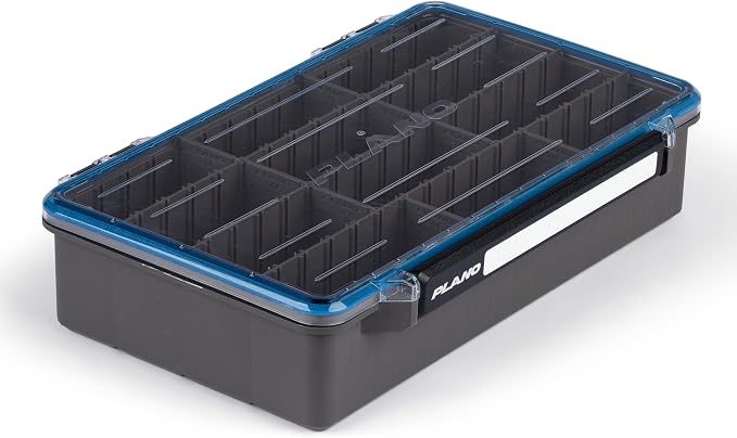 Plano StowAway 3700 Waterproof Deep Stow Tackle Box, IPX7 Waterproof, with Rustricor, Single Latch Design, Transparent DuraView Lid, Stackable Storage for Fishing Bait, Lures and Gear