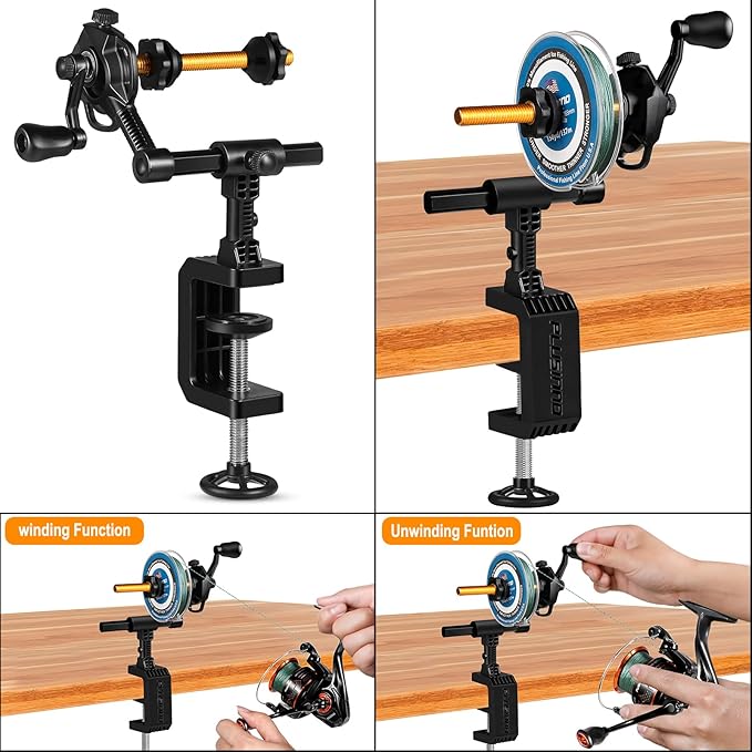 PLUSINNO Fishing Line Spooler For Fishing Reels, Fishing Gear And Equipment Gift For men With Unwinding Function Versatile for Thick & Thin Rods, Works with Spinning Reel, Cast Reel Without Line Twist
