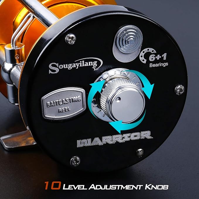 Sougayilang Fishing Reels Round Baitcasting Reel - Conventional Reel - Reinforced Metal Body and Supreme Star Drag