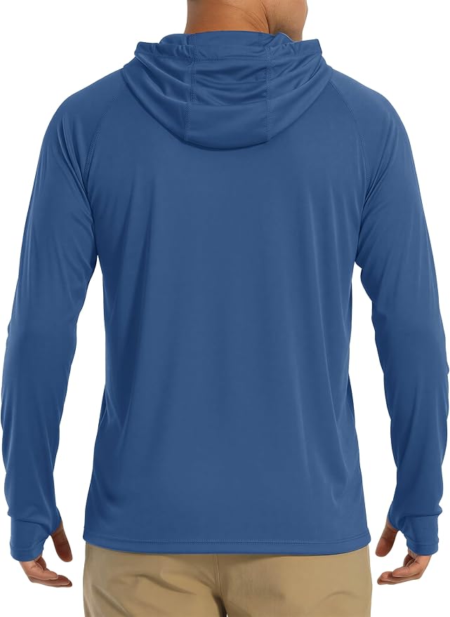 MAGCOMSEN Men's Hooded UPF 50+ Sun Protection T Shirts Long Sleeve Athletic Fishing Shirts Rash Guards