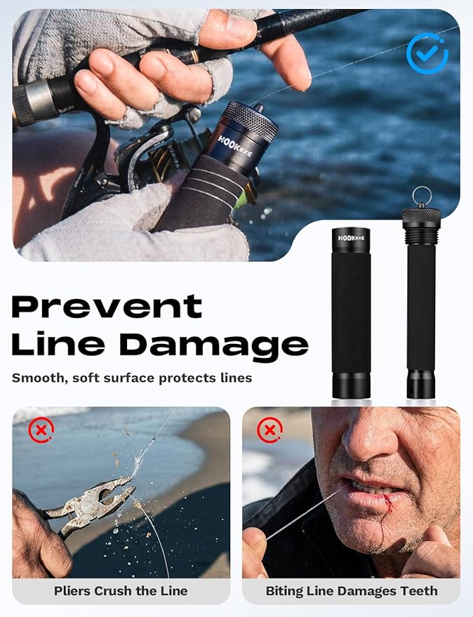 HOOK-EZE Knot Puller Tying Tool, FG GT PR Knot Tying Assist Tool, Braided Fishing Line Spooling Pull, Fishing Knot Tightener for Saltwater and Freshwater Fishing (Black)