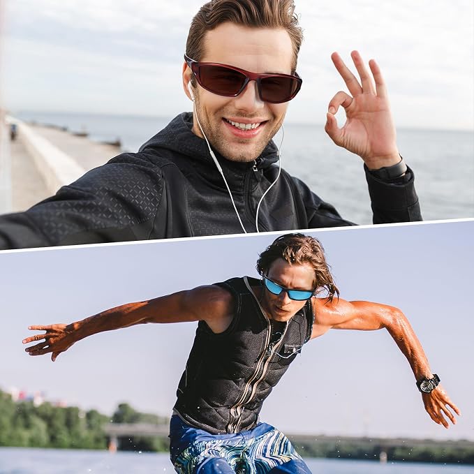 TOODOO 4 Pairs Men Polarized Sunglasses with UV Protection Driving Glasses Sports for Sport Outdoor Activities