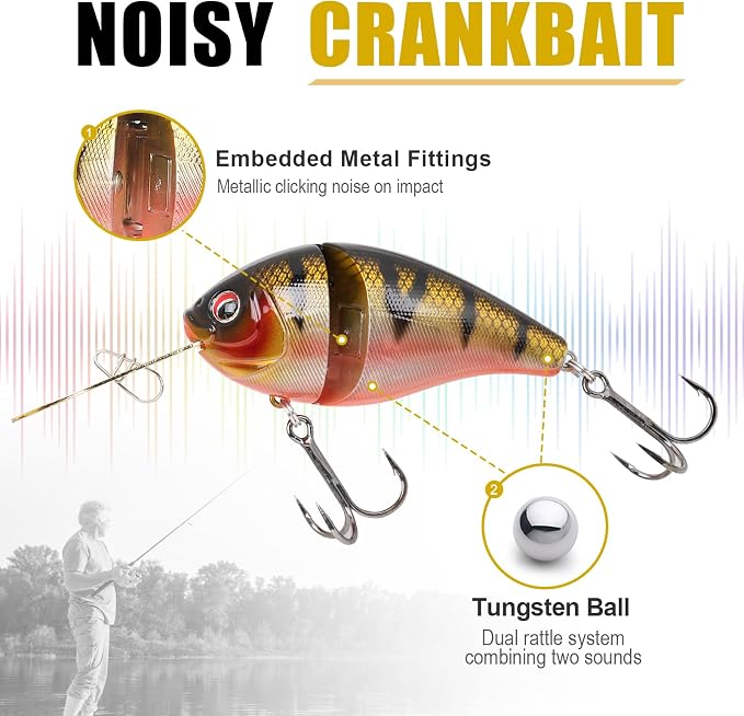 TRUSCEND Swimmax Easy Catch Fishing Lures with BKK Hooks, Wiggling, Vibrating, Rattling and Gurgling for More Bite, Heavy-Duty Dyneema Fiber Jointed Swimbaits for Bass, Trout, Walleye, Crappie, Pike