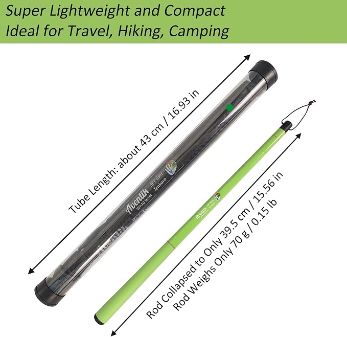 Aventik FreshStart Tenkara Rod in 7ft/8ft,Action 7:3 Complete Beginner Tenkara Rod Kit, 24T Carbon Fiber, Easy to Cast Flexible Durable Lightweight and Compact