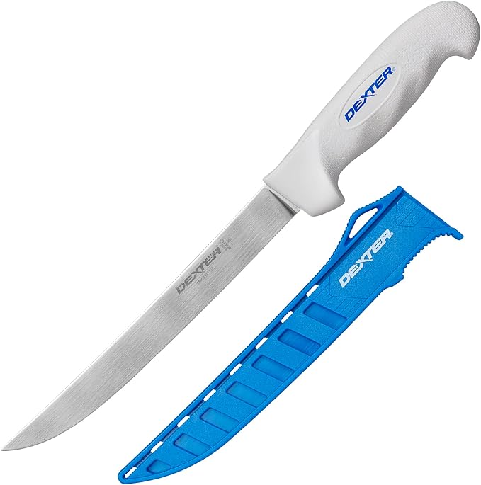 Dexter Outdoors 8" SOFGRIP Wide Fillet Knife | Includes Edge Guard | High-Carbon American Stainless Steel Blade | Resists Corrosion | Comfortable, Slip-Resistant Handle | Made in USA