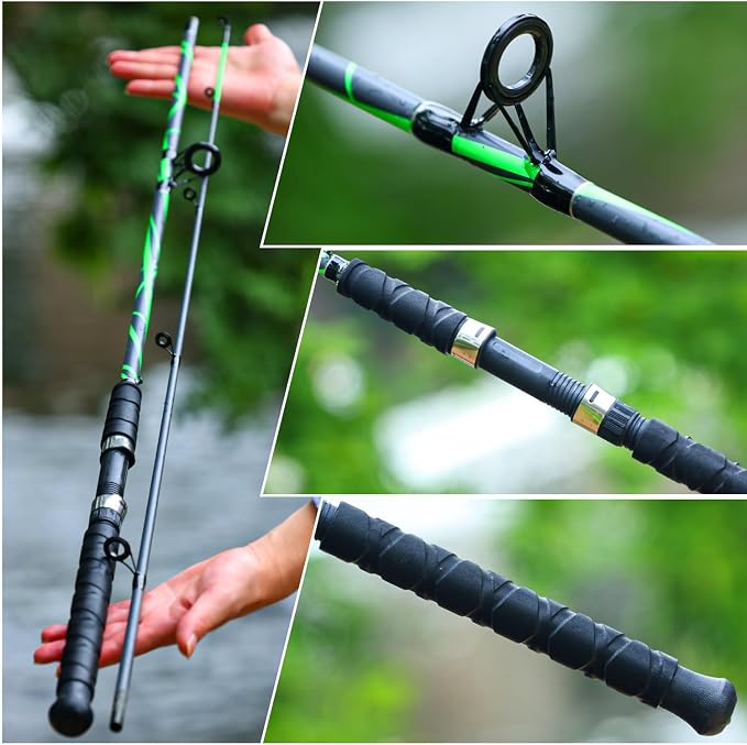 Sougayilang Spinning Rods, Strong Carbon&Glass Composite Fishing Pole with Stainless Steel Line Guides for Catfish- 7'0"