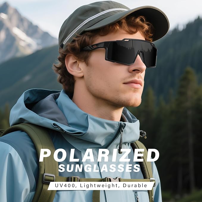 Polarized Sport Sunglasses Men Cycling Driving Fishing UV Protection Sun Glasses Lightweight Big Frame Mountain Bike Goggles