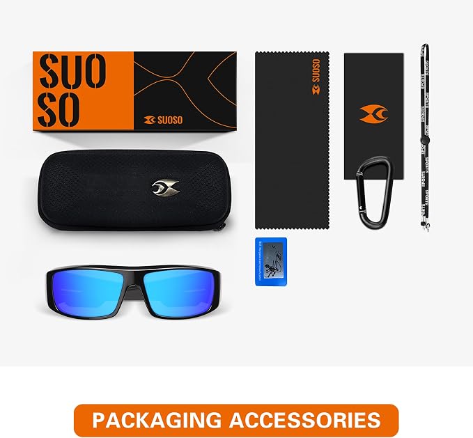 suoso Polarized Fishing Sunglasses for Men: Women UV400 Protection Wrap Around Sports Sun Glasses for Golf Driving Cycling