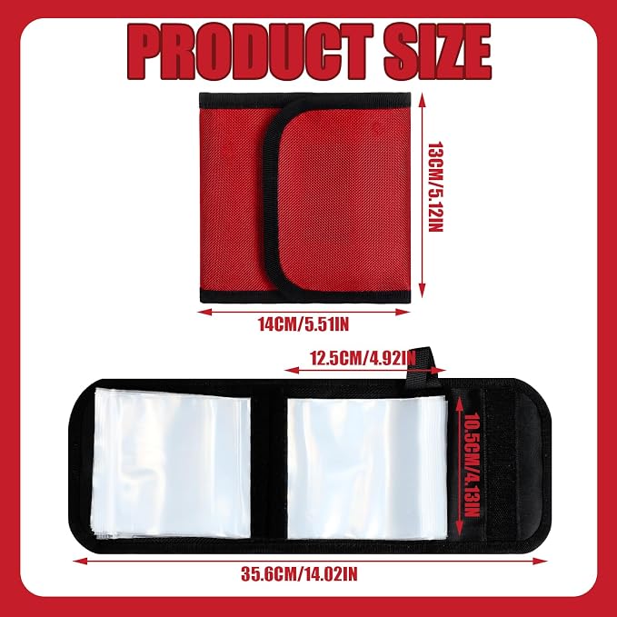 2 Pack Fishing Tackle Binder 20 Pockets Fly Fishing Leader Tippet Line Wallet Leader Organizer Case Lure Storage Bag for Pre-tied Rigs, Leaders, Soft Baits and Lines(Red)
