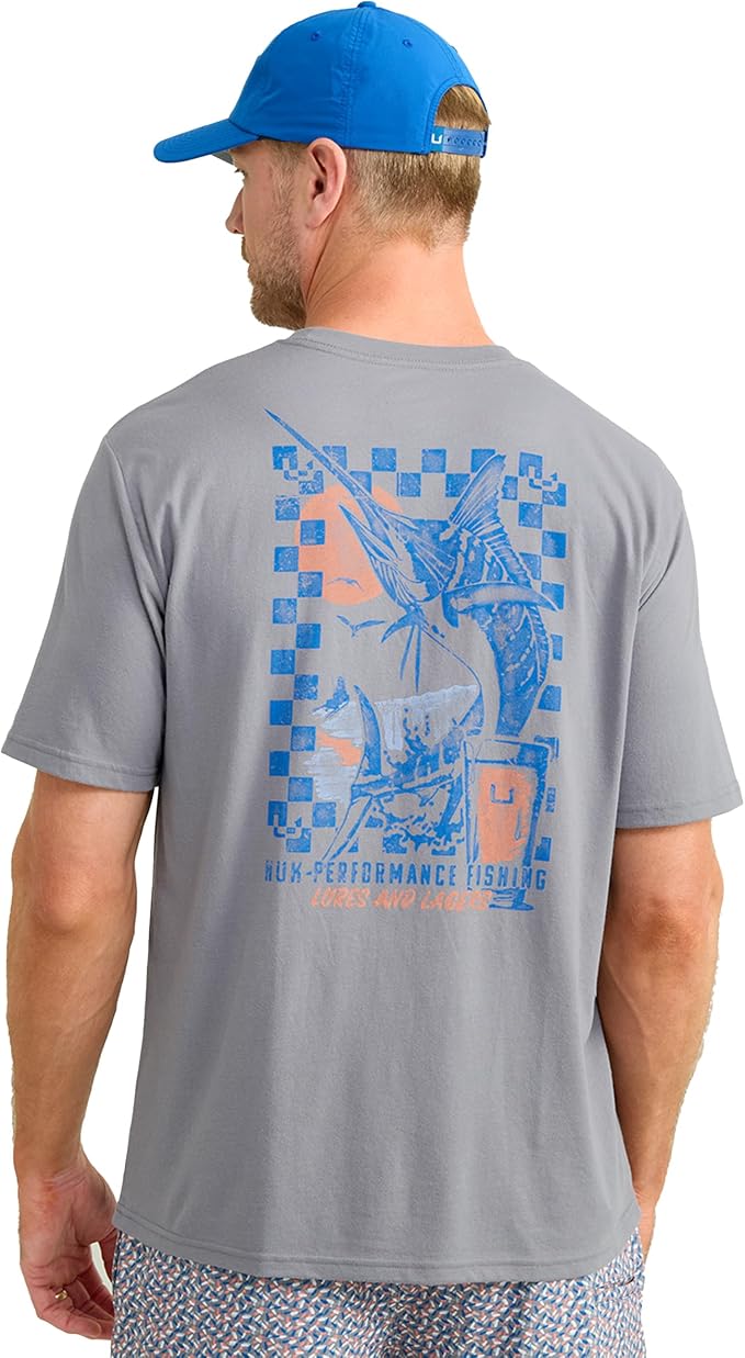 HUK Mens Performance Fishing Logo Tee, Short Sleeve T-Shirt for Men