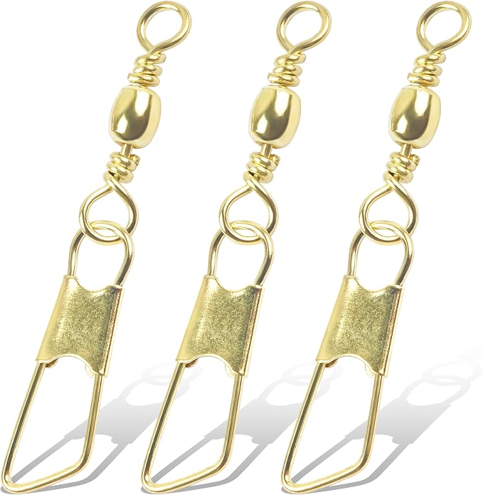 AGOOL Fishing Swivels Snaps, 60/120pcs Barrel Swivels with Nice Snaps Gold High Strength Solid Rings Line Lures Connector Fishing Tackle Accessories