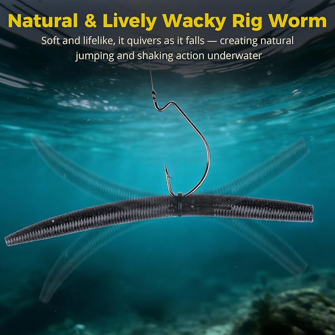 30/50/78/100Pcs Senko Worms Kit – 4"/5" Soft Plastic Fishing Lures with Salt Impregnation for Bass Fishing