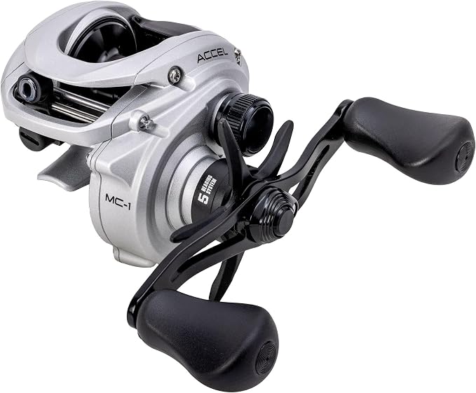 Lew’s Accel Baitcast Fishing Reel, LH Retrieve, 7.5:1 Gear Ratio, 4+1 Bearings