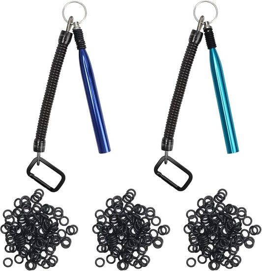 Wacky Rig Tools 2 Pcs with 320 Pcs Wacky O-Rings, Luxiv Wacky Worm Tools for Fishing Worm Rig Kits Fishing Rigging Utensil for Clip Baits Utensil with Keychain