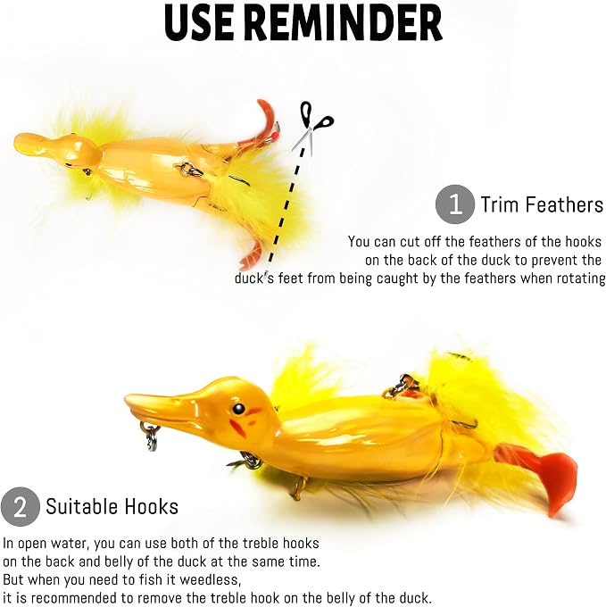 Topwater Duck Fishing Lures, Realistic Baby Duckling Baits Floating Artificial Hard Swimbaits for Bass Pike Musky Catfish Freshwater Saltwater Fishing