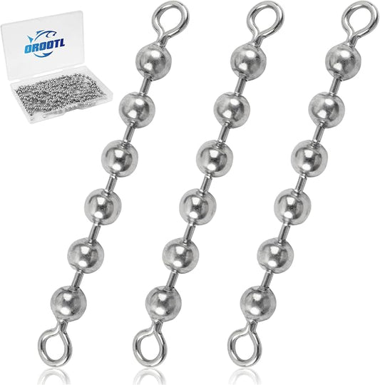 OROOTL Fishing Bead Chain Swivels, 20/40pcs Fishing Swivels Stainless Steel High Speed Trolling Swivels Catfish Swivel Fishing Balls Chain Swivels Fishing Tackle for Freshwater Saltwater