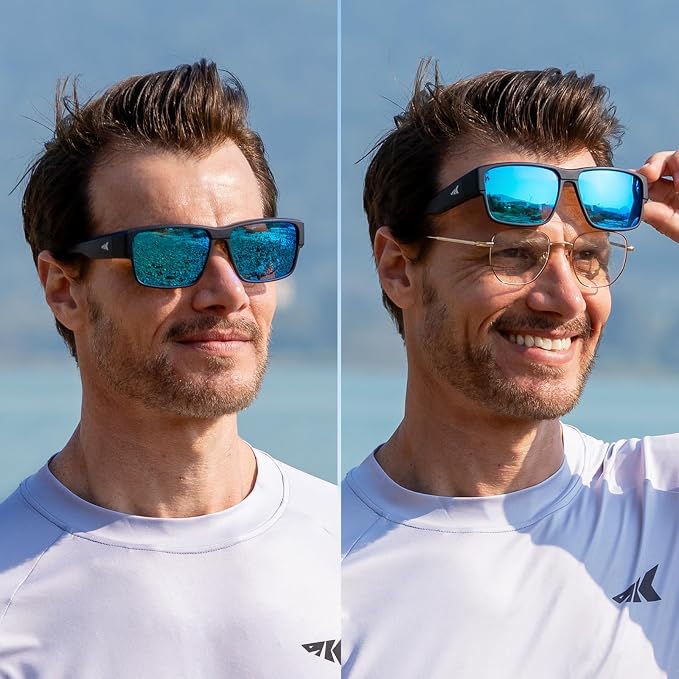 KastKing Molino Fit-Over Polarized Sunglasses,UV400 Protection Ultralight Wraparound Fishing Sports Sunglasses, TAC Lenses